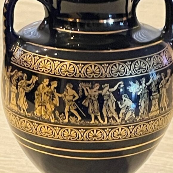 Spyropoulos dark cobalt blue 24K gold vase. - Picture 3 of 9